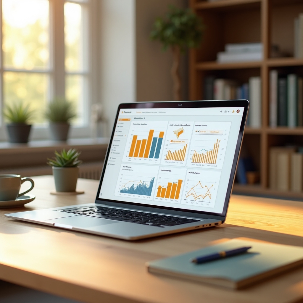 Übersichtliches Reporting-Dashboard auf einem Laptop-Bildschirm